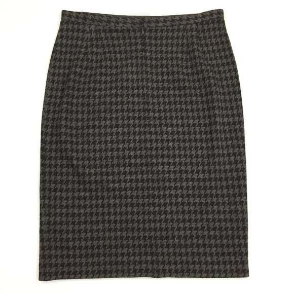 ARMANI COLLEZIONI Italy 100% Virgin Wool Brown/Dk Brown Houndstooth Pencil Skirt - Picture 6 of 7